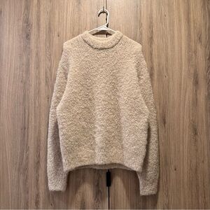 H&M Cream/Beige Mohair Wool Bouclé Crew Neck Fuzzy Sweater Size XS